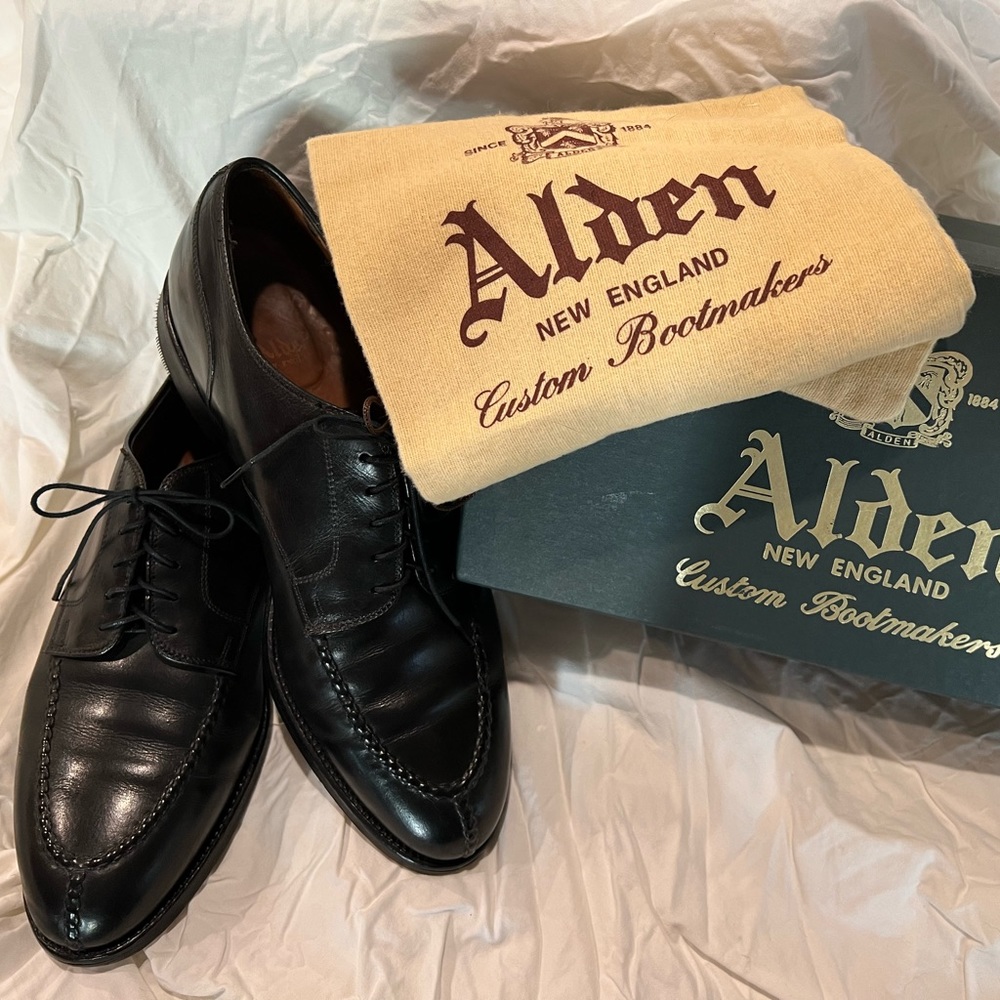 ALDEN Black Leather Norwegian Split Toe Blucher 10.5D Made USA